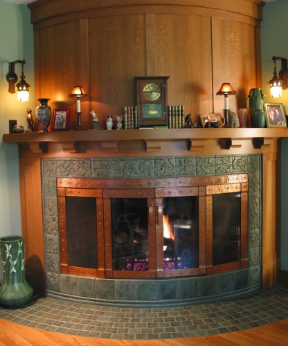 Craftsman bungalow tile fireplace