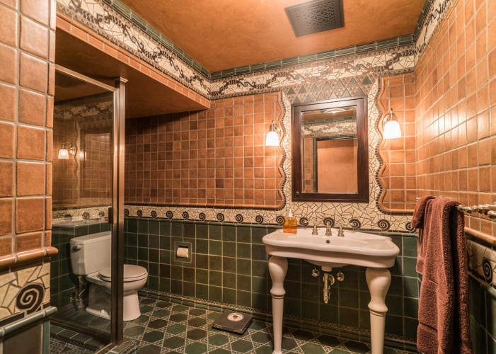 Art Nouveau mosaic tile bathroom