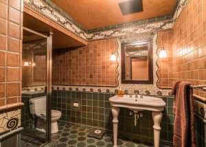 Art Nouveau mosaic tile bathroom